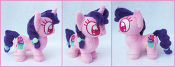 Size: 1919x742 | Tagged: safe, artist:lilmoon, sugar belle, pony, g4, chibi, irl, photo, plushie, solo