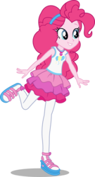 Size: 647x1200 | Tagged: safe, artist:seahawk270, pinkie pie, a fine line, equestria girls, equestria girls series, g4, clothes, cute, female, geode of sugar bombs, leggings, magical geodes, pantyhose, rah rah skirt, shoes, simple background, skirt, smiling, solo, transparent background, vector