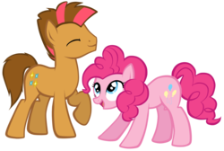 Size: 2646x1783 | Tagged: safe, artist:petraea, pinkie pie, oc, oc:sparky, earth pony, pony, g4, male, simple background, stallion, transparent background, vector