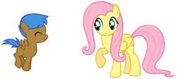 Size: 4167x1859 | Tagged: safe, artist:petraea, fluttershy, oc, oc:mighty, pegasus, pony, g4, female, filly, simple background, transparent background, vector