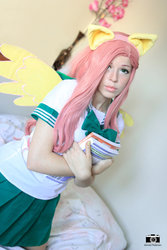 Size: 1024x1536 | Tagged: safe, artist:ellychancosplay, fluttershy, human, g4, clothes, cosplay, costume, irl, irl human, photo, schoolgirl, solo