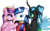 Size: 2749x1724 | Tagged: safe, artist:qbellas, princess cadance, queen chrysalis, shining armor, alicorn, changeling, pony, unicorn, g4, a better ending for chrysalis, alternate hairstyle, choker, ear piercing, earring, eyebrow piercing, eyeshadow, female, goth, horn, horn piercing, jewelry, licking, lip piercing, lucky bastard, makeup, male, mare, one eye closed, piercing, polyamory, shining armor gets all the mares, ship:chrysarmordance, ship:shining chrysalis, ship:shiningcadance, shipping, simple background, spiked choker, stallion, straight, tongue out, transparent background, trio