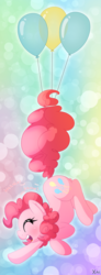 Size: 3500x9500 | Tagged: safe, artist:fluffyxai, pinkie pie, earth pony, pony, g4, ass up, balloon, bookmark, cute, diapinkes, eyes closed, female, floating, happy, laughing, solo, then watch her balloons lift her up to the sky