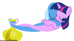 Size: 918x516 | Tagged: safe, artist:navitaserussirus, trixie, twilight sparkle, genie, asktwixiegenies, g4, cropped, female, lesbian, ship:twixie, shipping, simple background, white background