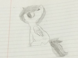 Size: 2592x1936 | Tagged: safe, oc, oc only, oc:rainbow sparkle, alicorn, pony, alicorn oc, grayscale, lined paper, magical lesbian spawn, monochrome, offspring, parent:rainbow dash, parent:twilight sparkle, parents:twidash, solo, traditional art