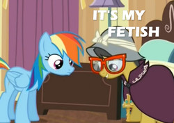 Size: 960x680 | Tagged: safe, screencap, a.k. yearling, daring do, rainbow dash, g4, stranger than fan fiction, image macro, looking at something, meme, that is my fetish