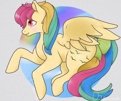 Size: 1024x853 | Tagged: safe, artist:dreamcreationsink, skydancer, pegasus, pony, g1, female, mare, rainbow hair, solo