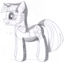 Size: 1352x1327 | Tagged: safe, artist:aafh, twilight sparkle, pony, unicorn, g4, female, monochrome, solo, traditional art