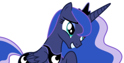 Size: 3653x1863 | Tagged: safe, artist:sketchmcreations, princess luna, g4, shadow play, raised hoof, sheepish grin, simple background, transparent background, vector