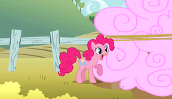 Size: 2560x1476 | Tagged: safe, screencap, pinkie pie, the return of harmony, chocolate, cloud, cotton candy, cotton candy cloud, cute, food, happy, messy, popcorn