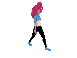 Size: 640x480 | Tagged: safe, artist:fishimira, pinkie pie, human, g4, 3d, animated, female, gif, simple background, transparent background, walk cycle, walking
