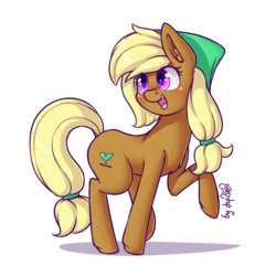 Size: 1280x1280 | Tagged: safe, artist:dsp2003, oc, oc only, oc:tater trot, earth pony, pony, blushing, cute, ear fluff, female, mare, ocbetes, open mouth, raised hoof, simple background, smiling, solo, transparent background