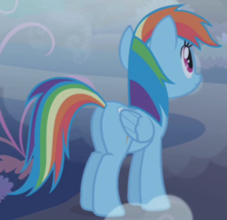 Size: 474x459 | Tagged: safe, screencap, rainbow dash, pegasus, pony, friendship is magic, g4, butt, cropped, female, mare, plot, rear view, solo