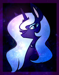 Size: 1106x1408 | Tagged: safe, artist:katedoof, princess luna, alicorn, pony, g4, bust, female, mare, one eye closed, portrait, solo