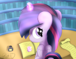 Size: 3413x2660 | Tagged: safe, artist:bronybehindthedoor, twilight sparkle, alicorn, pony, g4, book, female, high res, looking back, solo, twilight sparkle (alicorn)