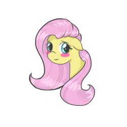 Size: 2048x2048 | Tagged: safe, artist:blueabduction, fluttershy, pegasus, pony, g4, blush sticker, blushing, bust, female, floppy ears, high res, looking at you, looking sideways, portrait, simple background, smiling, solo, transparent background