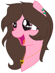 Size: 616x812 | Tagged: safe, artist:ipandacakes, oc, oc only, oc:madi note, pony, bust, female, happy, jewelry, mare, necklace, portrait, simple background, solo, transparent background