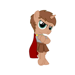 Size: 3500x3500 | Tagged: safe, artist:peternators, oc, oc only, pony, unicorn, armor, cape, clothes, colt, greek, greek clothes, high res, looking at you, male, simple background, smiling, solo, transparent background
