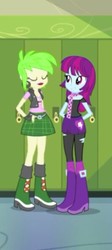 Size: 266x592 | Tagged: safe, screencap, cherry crash, mystery mint, a queen of clubs, equestria girls, g4, my little pony equestria girls: better together, background human, cropped, female