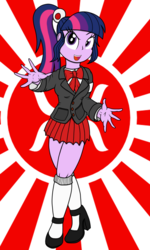 Size: 1536x2560 | Tagged: safe, artist:xphil1998, twilight sparkle, equestria girls, g4, clothes, command and conquer, crossover, cute, high heels, military, pleated skirt, ponytail, red alert, red alert 3, shoes, skirt, socks, yuriko omega