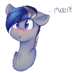 Size: 567x555 | Tagged: safe, artist:angelic-shield, derpibooru exclusive, oc, oc only, oc:silver star, blushing, bust, cute, meep, simple background, solo, transparent background