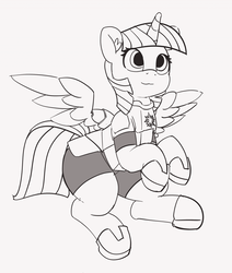 Size: 1280x1506 | Tagged: safe, artist:pabbley, twilight sparkle, alicorn, pony, g4, 30 minute art challenge, armor, female, grayscale, monochrome, solo, twilight sparkle (alicorn)