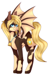 Size: 2068x3146 | Tagged: safe, artist:honeybbear, oc, oc only, oc:arybelle, bat pony, pony, bell, cowbell, high res, mae, simple background, solo, transparent background