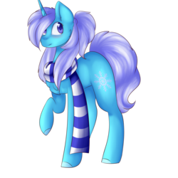 Size: 3000x3000 | Tagged: safe, artist:angelic-shield, oc, oc only, oc:snowflake aura, pony, unicorn, blushing, clothes, cute, gift art, high res, scarf, simple background, solo, transparent background