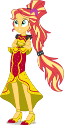 Size: 8226x15996 | Tagged: safe, artist:sugar-loop, sunset shimmer, equestria girls, equestria girls specials, g4, my little pony equestria girls: dance magic, .svg available, absurd resolution, alternate hairstyle, clothes, dress, female, flamenco, flamenco dress, simple background, smiling, solo, sunset shimmer flamenco dress, transparent background, vector