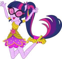 Size: 10247x9708 | Tagged: safe, artist:sugar-loop, sci-twi, twilight sparkle, equestria girls, equestria girls specials, g4, my little pony equestria girls: dance magic, .svg available, absurd resolution, clothes, dance magic (song), dress, female, glasses, jumping, ponied up, ponytail, simple background, solo, transparent background, vector, wingless