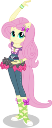 Size: 7102x17248 | Tagged: safe, artist:sugar-loop, fluttershy, equestria girls, equestria girls specials, g4, my little pony equestria girls: dance magic, .svg available, absurd resolution, ballet, clothes, female, ponied up, simple background, solo, sweatband, transparent background, vector, wingless, wristband