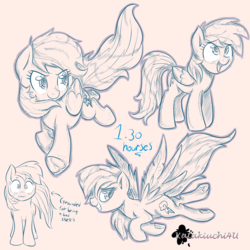 Size: 3000x3000 | Tagged: safe, artist:katakiuchi4u, rainbow dash, pegasus, pony, g4, female, high res, mare, monochrome, sketch, solo