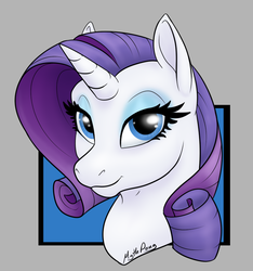 Size: 764x816 | Tagged: safe, artist:mythpony, rarity, pony, unicorn, g4, bust, female, lidded eyes, looking at you, mare, portrait, smiling, solo