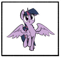 Size: 1943x1861 | Tagged: artist needed, source needed, safe, twilight sparkle, alicorn, pony, g4, chest fluff, cute, eyebrows, eyebrows visible through hair, female, open mouth, raised hoof, simple background, solo, spread wings, trotting, twiabetes, twilight sparkle (alicorn), white background, wings