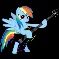 Size: 800x800 | Tagged: safe, artist:didgereethebrony, edit, rainbow dash, g4, bass guitar, female, musical instrument, solo