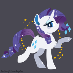 Size: 800x800 | Tagged: safe, artist:snow angel, rarity, pony, unicorn, g4, chest fluff, ear fluff, eyeshadow, female, gray background, lineless, looking at you, makeup, mare, raised hoof, raised leg, simple background, smiling, solo, sparkles, wingding eyes