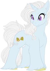 Size: 596x850 | Tagged: safe, artist:pancaked, artist:sequin, oc, oc only, oc:wedding bells, pony, unicorn, bells, blue body, female, patreon:syruped, purple eyes, side view, simple background, solo, transparent background, unshorn fetlocks, wedding bells, white mane
