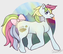 Size: 890x761 | Tagged: safe, artist:dreamcreationsink, sunlight (g1), earth pony, pony, g1, bow, female, mare, solo, tail bow