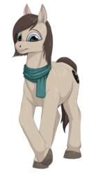 Size: 1816x3227 | Tagged: safe, artist:difetra, oc, oc only, oc:tera bit, earth pony, pony, 2018 community collab, derpibooru community collaboration, clothes, female, looking at you, scarf, simple background, solo, transparent background