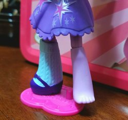 Size: 2048x1913 | Tagged: safe, twilight sparkle, equestria girls, g4, barefoot, clothes, doll, equestria girls minis, feet, irl, legs, photo, picture, pictures of legs, skirt, toes, toy