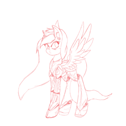 Size: 1460x1460 | Tagged: safe, artist:acespade777, oc, oc only, oc:blackjack, alicorn, cyborg, pony, fallout equestria, fallout equestria: project horizons, alicorn oc, female, lineart, mare, solo