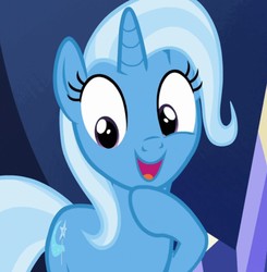 Size: 685x698 | Tagged: safe, screencap, trixie, pony, unicorn, all bottled up, g4, cute, diatrixes, female, mare, open mouth, raised hoof, solo