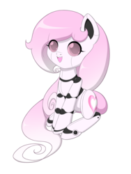Size: 1500x2000 | Tagged: safe, artist:jdan-s, oc, oc only, oc:cyberia heart, pony, robot, robot pony, 2018 community collab, derpibooru community collaboration, cute, ocbetes, simple background, sitting, smiling, solo, transparent background