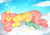 Size: 2997x2093 | Tagged: safe, artist:rachelloal, fluttershy, g4, butt, clothes, cloud, cute, female, high res, plot, shyabetes, sky, sleeping, socks, solo, striped socks