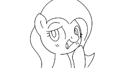 Size: 1920x1080 | Tagged: safe, artist:kemofoo, fluttershy, g4, animated, blushing, female, grayscale, looking at you, monochrome, one eye closed, open mouth, raised leg, solo, wink