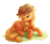 Size: 1390x1226 | Tagged: safe, artist:audrarius, applejack, earth pony, pony, g4, applejack's hat, cowboy hat, female, freckles, hat, lidded eyes, looking down, lying down, mare, prone, simple background, solo, white background