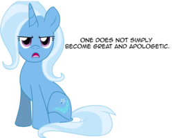 Size: 1000x800 | Tagged: artist needed, safe, trixie, pony, unicorn, g4, dialogue, female, looking at you, one does not simply walk into mordor, simple background, sitting, solo, transparent background