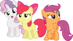 Size: 6881x3872 | Tagged: safe, artist:frownfactory, apple bloom, scootaloo, sweetie belle, earth pony, pegasus, pony, unicorn, crusaders of the lost mark, g4, .svg available, apple bloom's bow, bow, cutie mark crusaders, female, filly, hair bow, horn, simple background, svg, transparent background, unamused, upset, vector, wings
