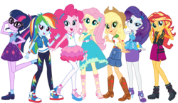 Size: 8192x4748 | Tagged: safe, applejack, fluttershy, pinkie pie, rainbow dash, rarity, sci-twi, sunset shimmer, twilight sparkle, equestria girls, g4, my little pony equestria girls: better together, absurd resolution, boots, bowtie, bracelet, clothes, converse, cute, dashabetes, diapinkes, dress, feet, female, fluttershy boho dress, freckles, glasses, hat, high heel boots, humane five, humane seven, humane six, jackabetes, jacket, jewelry, looking at you, mane six, pants, pantyhose, pose, raribetes, rarity peplum dress, sci-twiabetes, shimmerbetes, shirt, shoes, shyabetes, simple background, skirt, sneakers, socks, transparent background, twiabetes, vector
