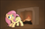 Size: 889x593 | Tagged: safe, artist:shoutingisfun, fluttershy, pegasus, pony, g4, :t, ass up, behaving like a cat, behaving like a dog, blushing, brown background, cute, featured image, female, fire, fireplace, flutterdog, folded wings, heat, indoors, mare, nervous, raised tail, shyabetes, simple background, smiling, solo, tail, toasty, wings